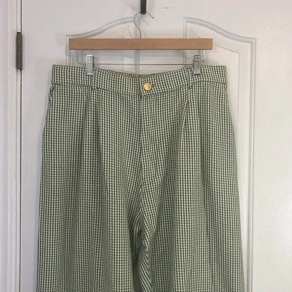 Big Bud Press | Spring Green Gingham Trouser Pants Sz XL 100% Cotton *LIKE NEW* - Picture 3 of 11